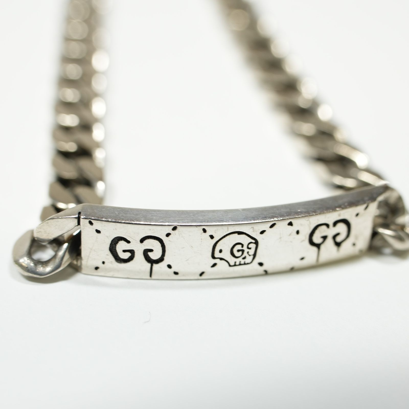 m001 B GUCCI グッチ ゴーストスカル シルバー チェーン ブレスレット