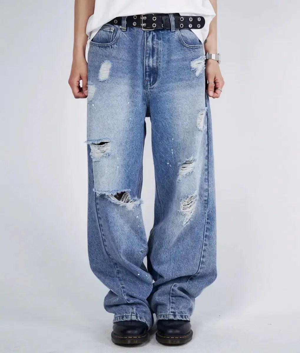 新品) SLOW ACID(スローアシッド) ダメージ ワイド デニム パンツ 7,842円