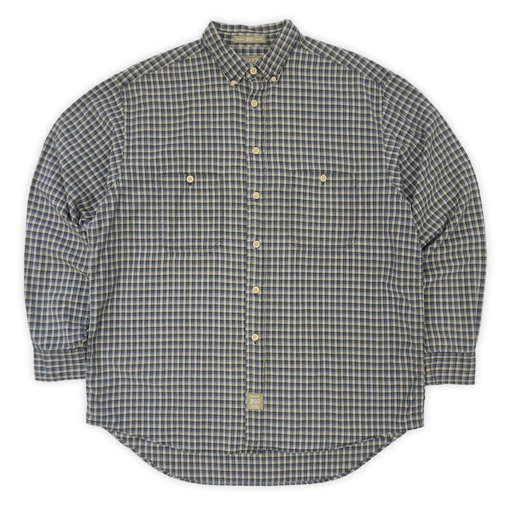 カーキス アロー KHAKI'S by ARROW 90s 90年代 ボタンダウンシャツ BD ビッグオックスフォード THE BIG OXFORD 長袖 USA ヴィンテージ 古着 メンズ シャツ ネイビー系 チェック柄 L【中古】