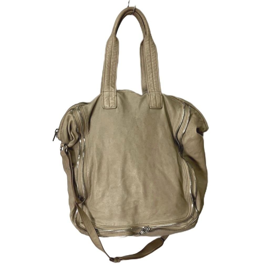 アレキサンダーワン ALEXANDER WANG ジップデザイン レザーショルダーバッグ 2WAY トートバッグ グレージュ