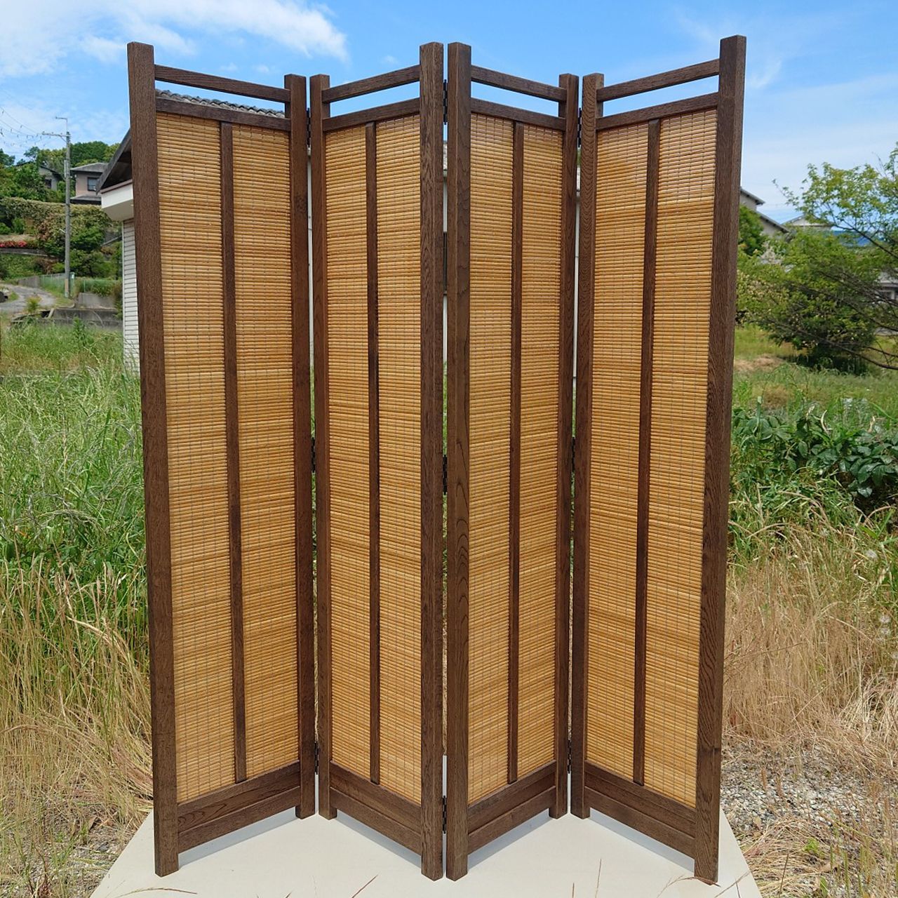 4連 衝立 パーテーション 楢無垢材使用 ツートンカラー 高さ150cm 4連 衝立 パーテーション 楢無垢材使用 ツートンカラー 高さ150cm 4連 衝立