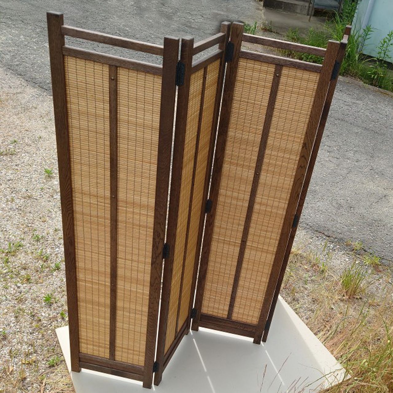 4連 衝立 パーテーション 楢無垢材使用 ツートンカラー 高さ150cm