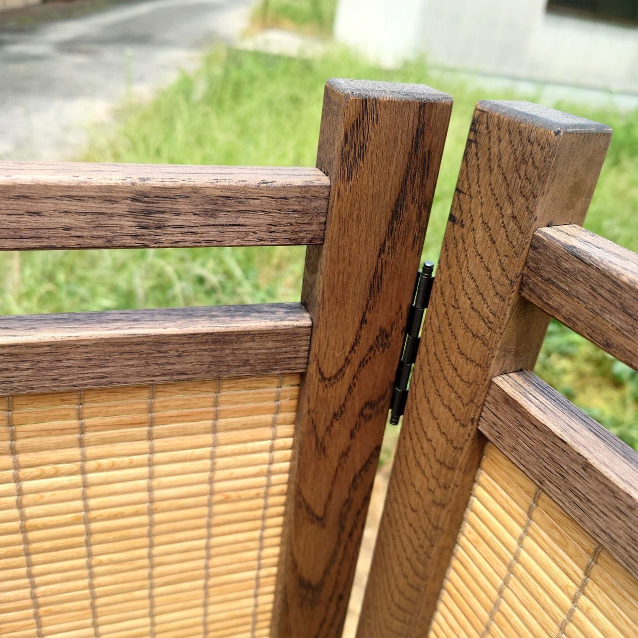 4連 衝立 パーテーション 楢無垢材使用 ツートンカラー 高さ150cm