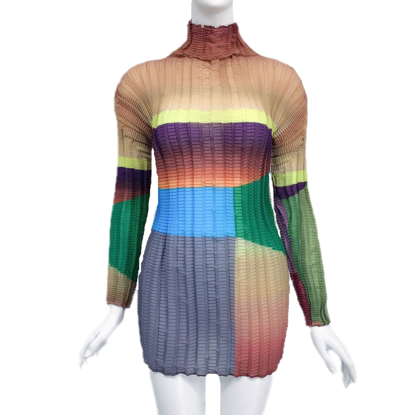 極美品 ISSEY MIYAKE イッセイミヤケ ハイネック マルチカラー カットソー トップス サイズM