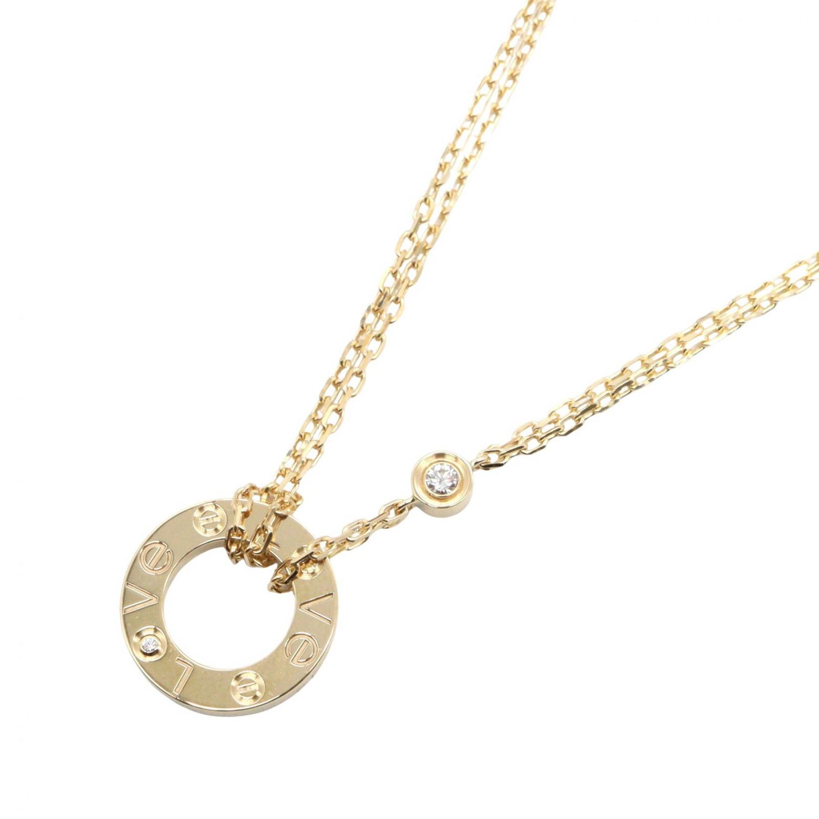 カルティエ CARTIER ネックレス ラヴサークル 2PD ネックレス B7219500 首回り38/41㎝ K18（イエローゴールド） ダイヤモンド ラヴサークル 2PD ネックレス レディース