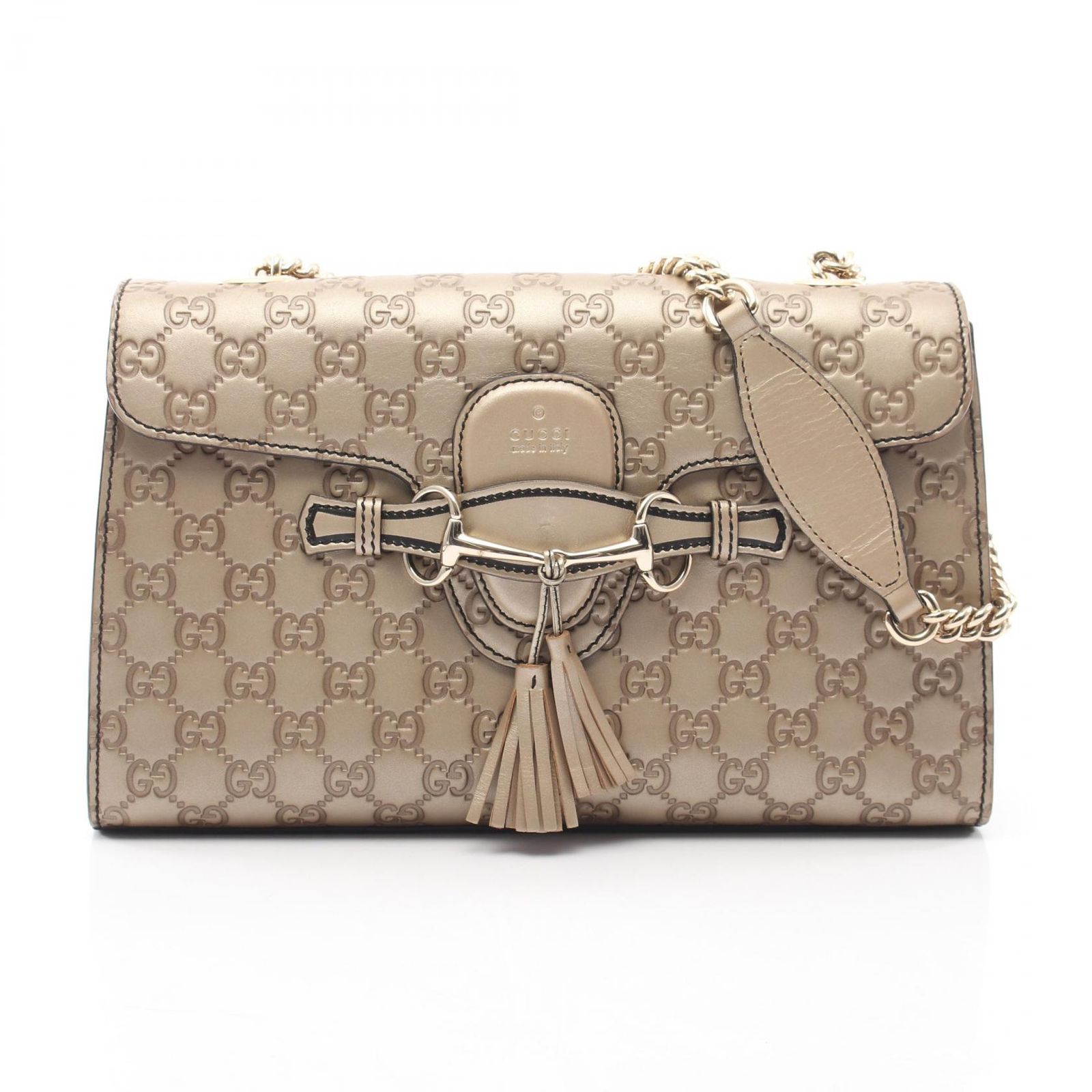 グッチ GUCCI ショルダーバッグ エミリー ホースビット グッチシマ 295402 ゴールド レザー グッチシマ エミリー ホースビット チェーンショルダー レディース