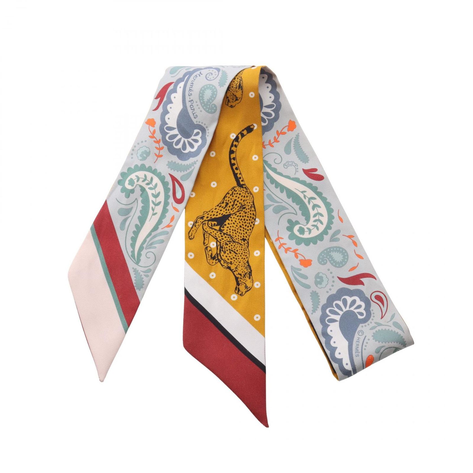 エルメス HERMES スカーフ ツイリー GUEPARDS BANDANA リボン マルチカラー シルク ツイリー レディース Used A