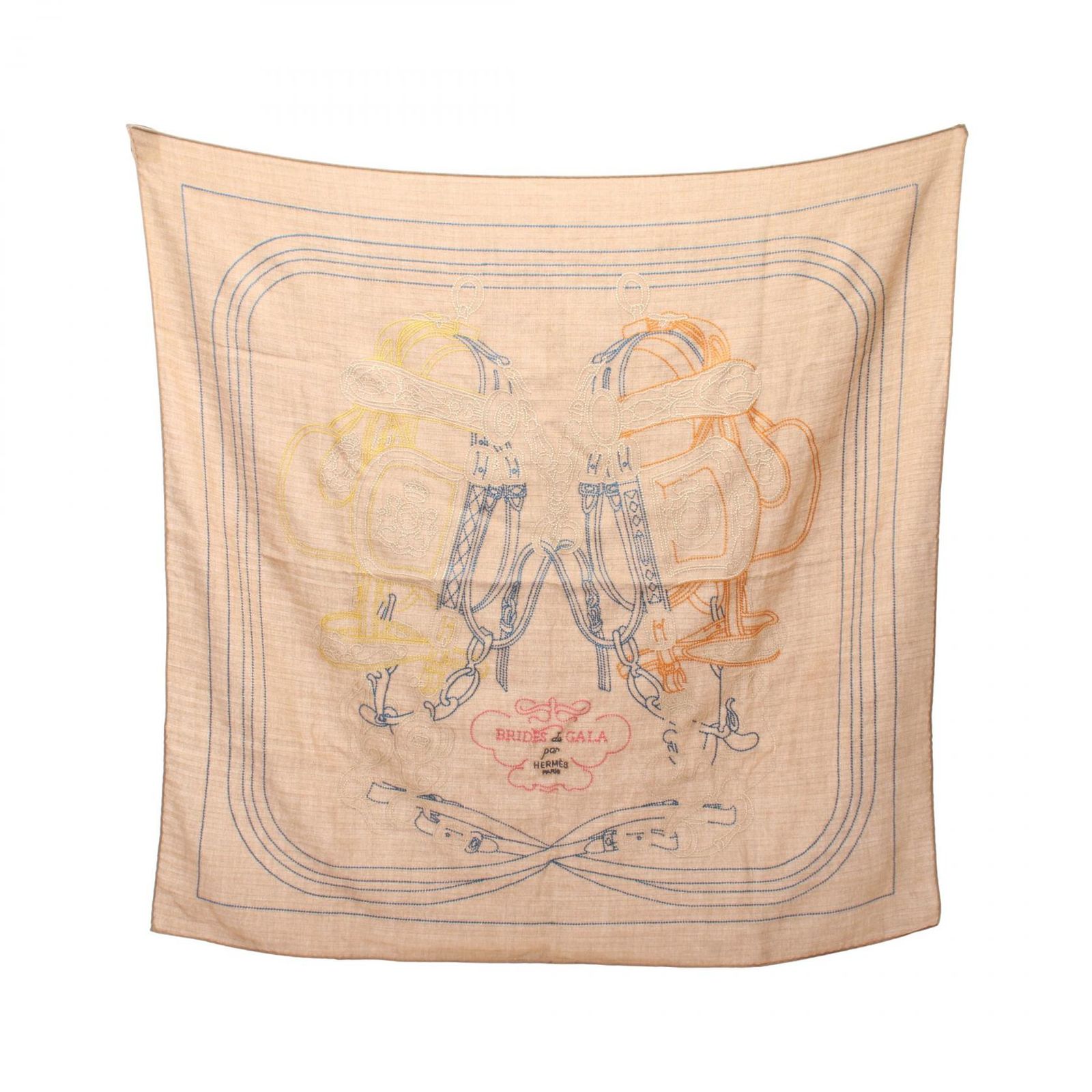 エルメス HERMES スカーフ カレ90 BRIDES de GALA BRODE AU FIL 茶色 シルク カレ90 レディース Used A