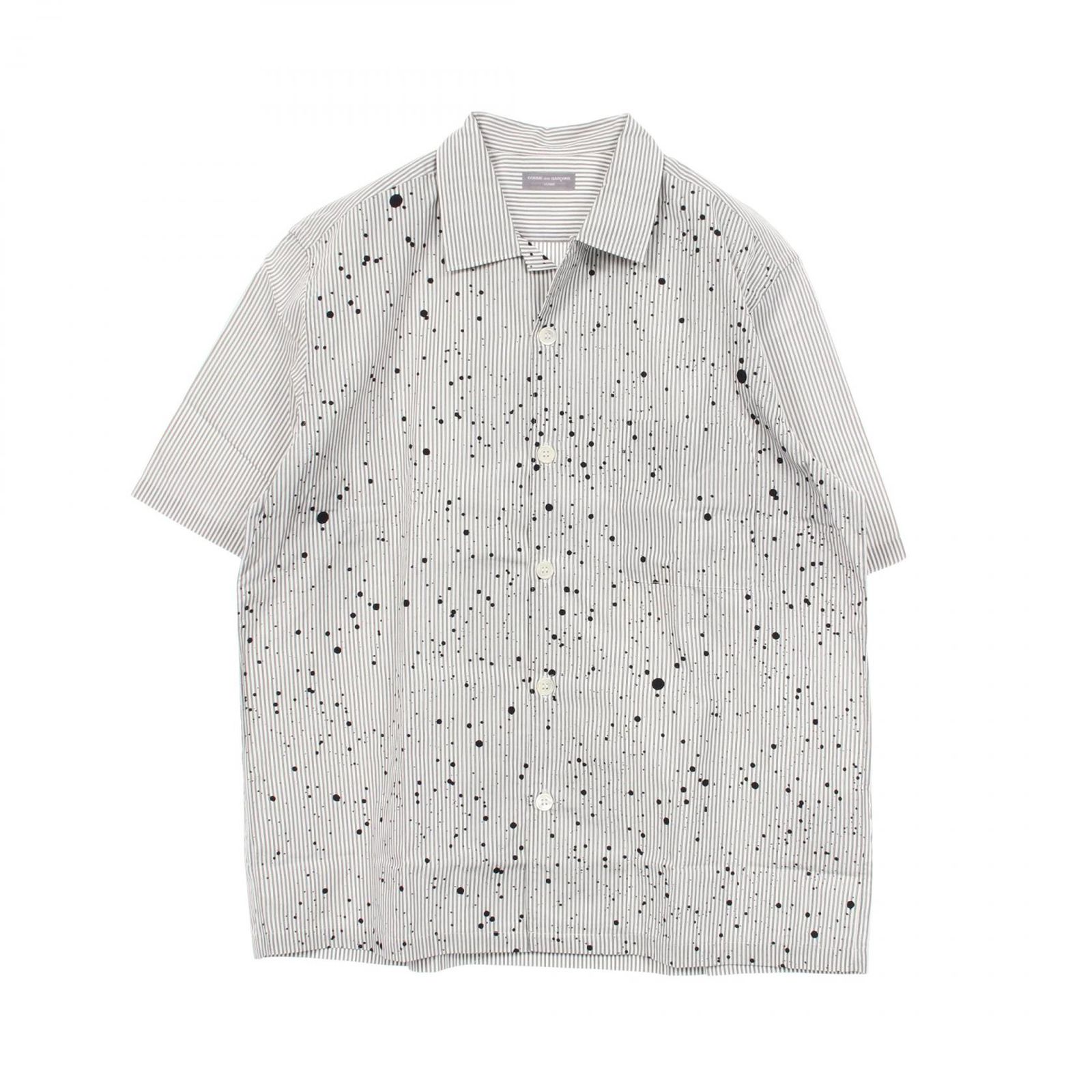 コムデギャルソンオム COMME des GARCONS HOMME ストライプ ペイント 半袖 グレー コットン 半袖シャツ メンズ Used A