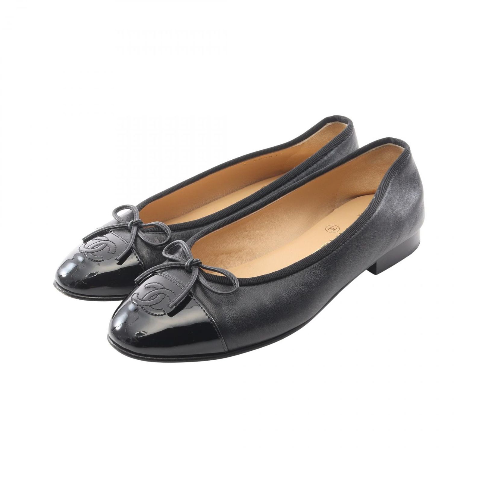 シャネル CHANEL パンプス BALLERINA バレリーナ ココマーク G02819 ブラック レザー パテントレザー バレリーナ レディース Used B