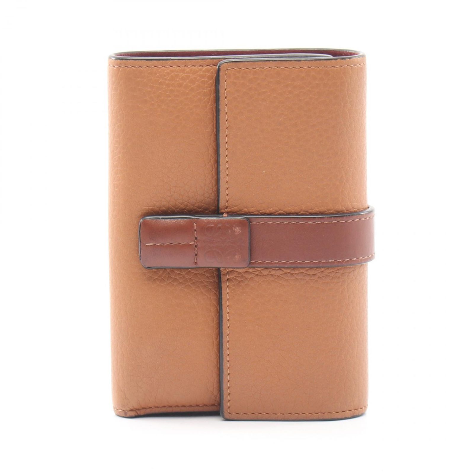 ロエベ LOEWE 三つ折り財布 バーティカル ウォレット スモール C660S86X01 ブラウン/ダークブラウン/レッド レザー バーティカルウォレットスモール レディース