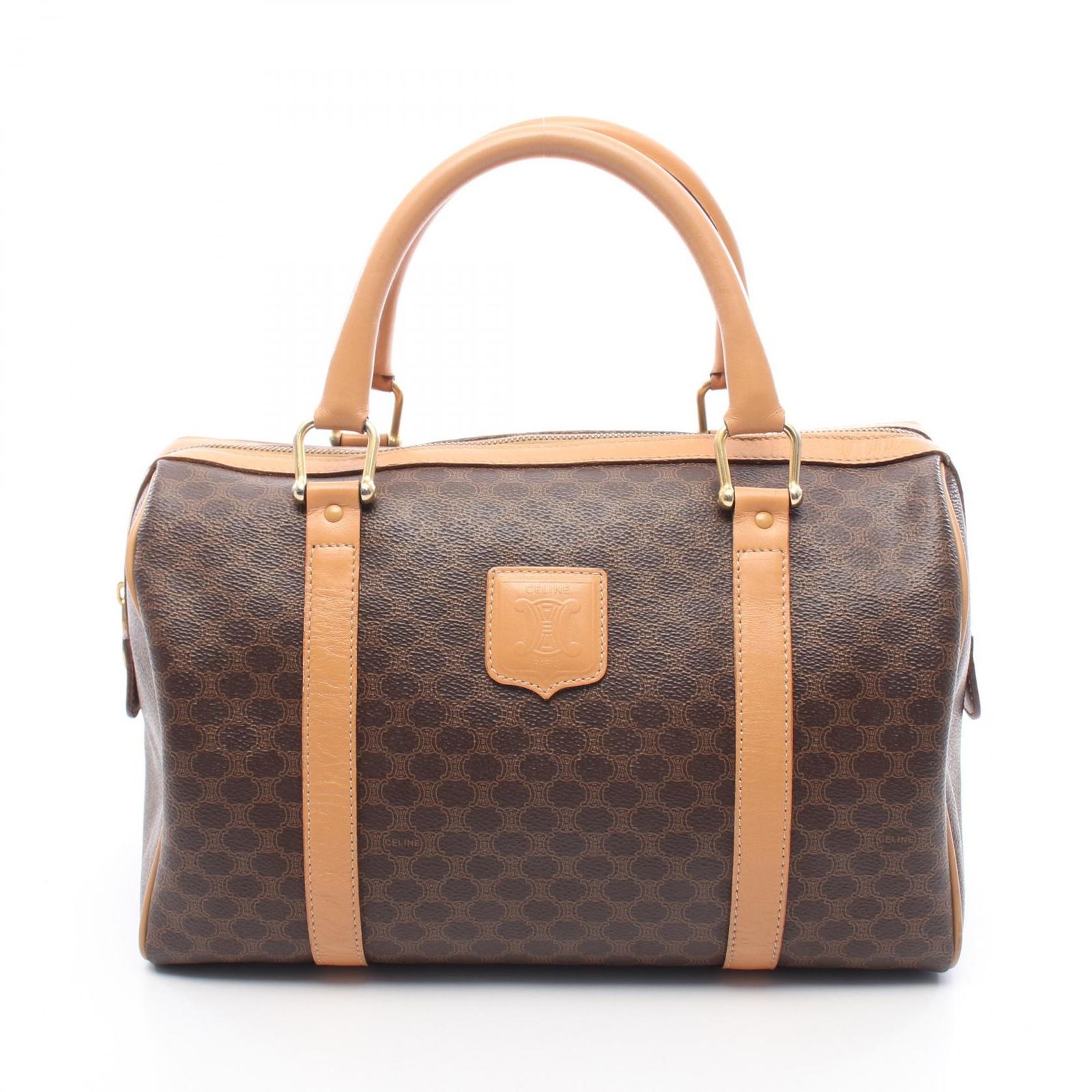 セリーヌ CELINE トートバッグ マカダム ブラウン/ダークブラウン PVCコーティングキャンバス レザー マカダム ボストン レディース Used B