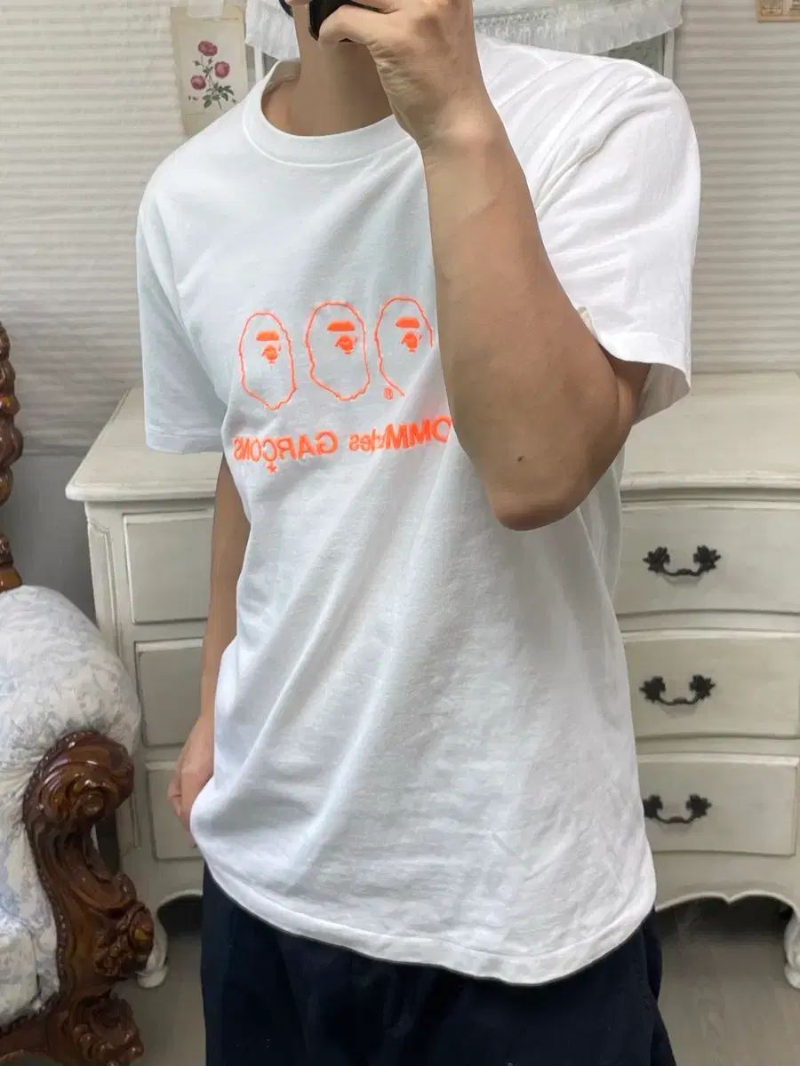 ヴィンテージ コム・デ・ギャルソン A BATHING APE ネオン 刺繍 半袖 1225 森ガール y2k ストリート