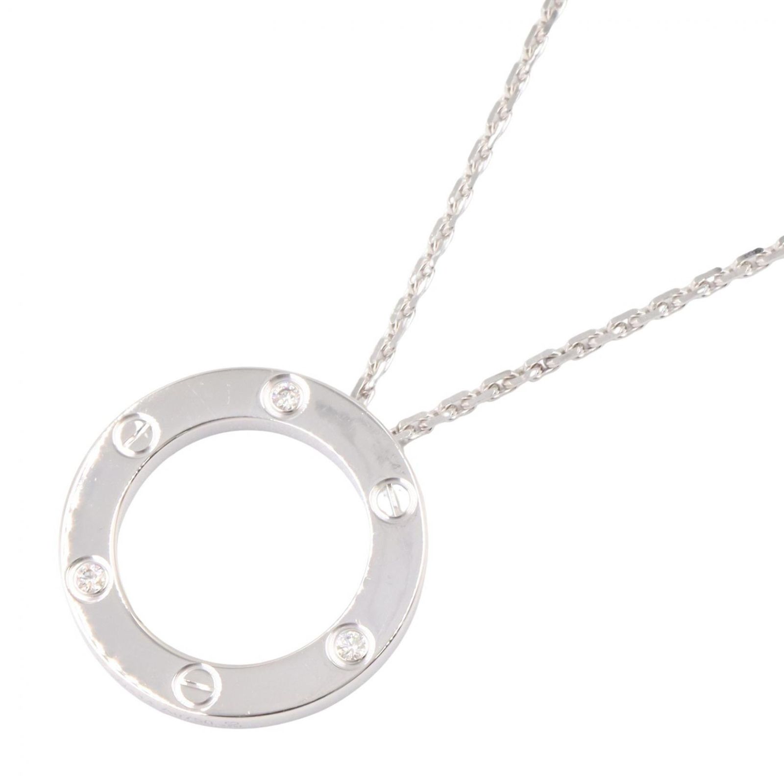 カルティエ CARTIER ネックレス ラブ サークル 3Pダイヤ ネックレス 首回り42㎝ K18WG（ホワイトゴールド） ダイヤモンド ラブ サークル 3Pダイヤ ネックレス レディース