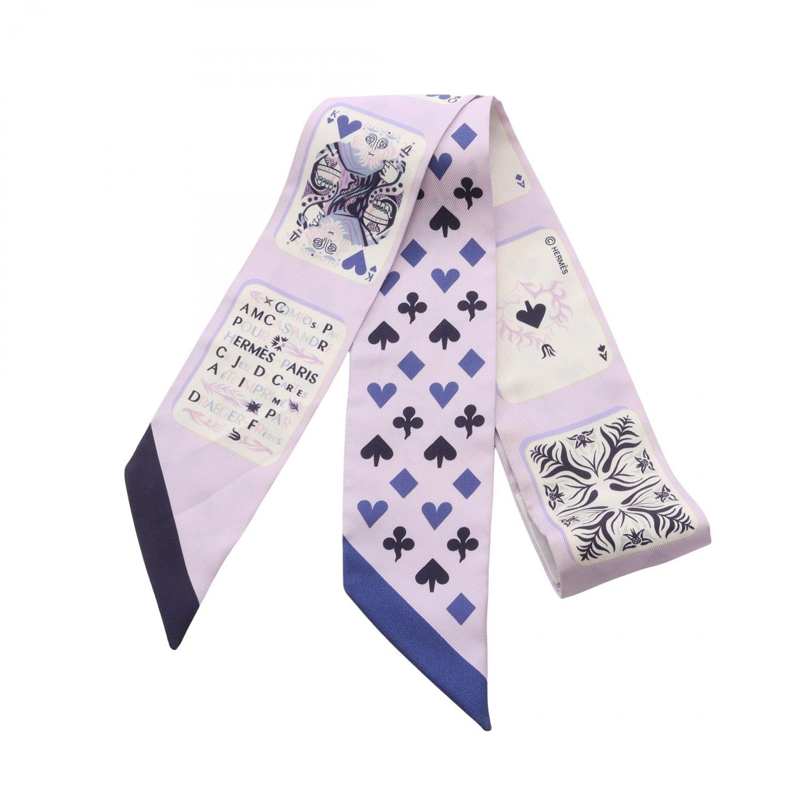 エルメス HERMES スカーフ ツイリー Jeu de Cartes リボン シルク ツイリー レディース Used A