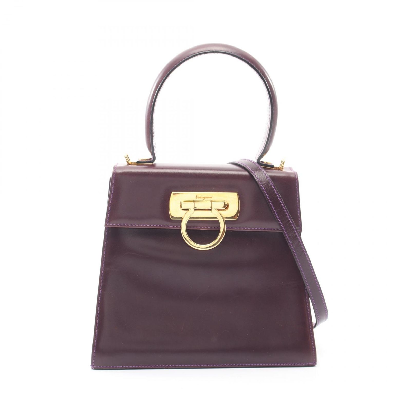 サルヴァトーレフェラガモ Salvatore Ferragamo ハンドバッグ ガンチーニ 2WAY 21-2193 パープル レザー ガンチーニ 2wayハンド レディース Used B