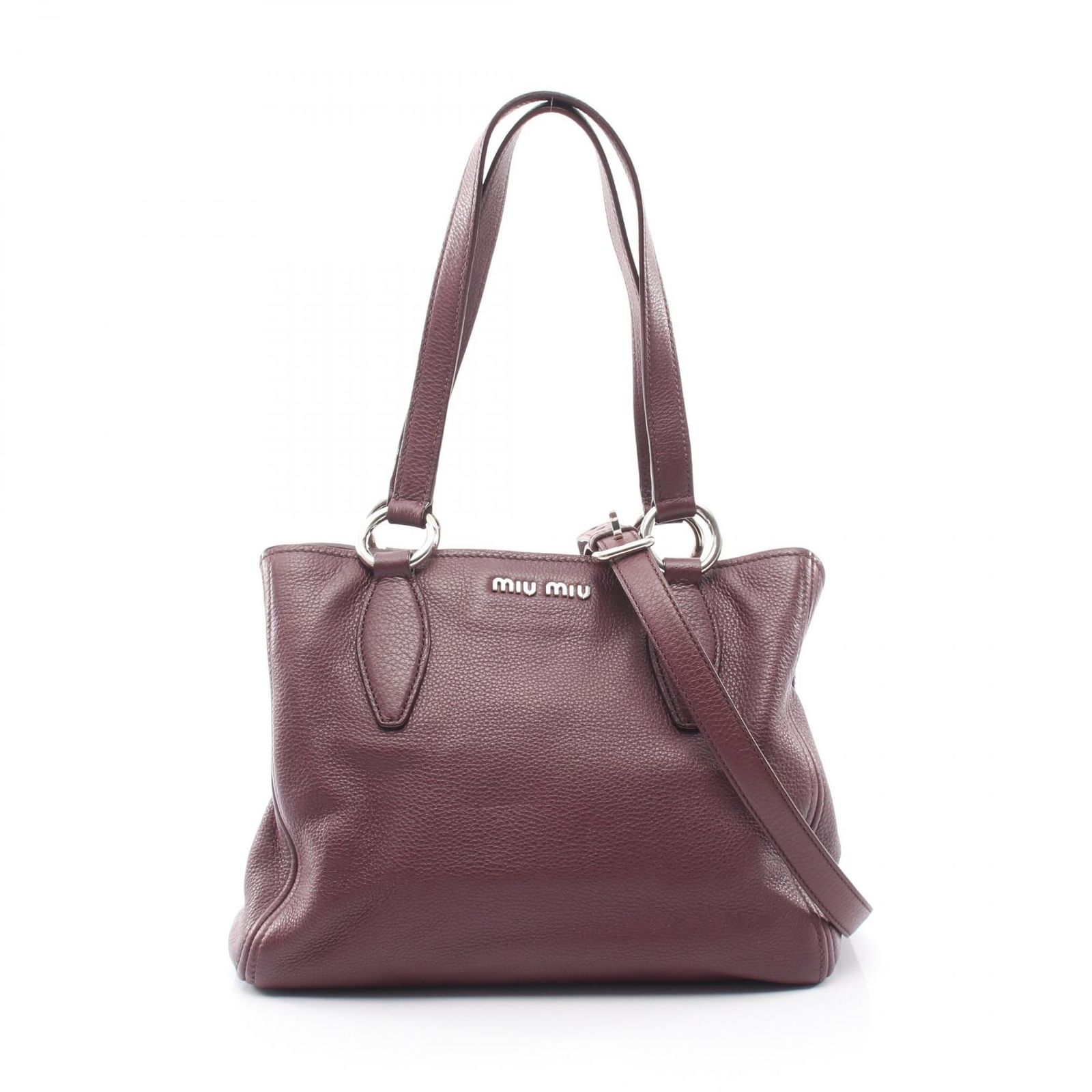 ミュウ ミュウ Miu Miu トートバッグ VITTELO PHENIX 2WAY RR2014 ボルドー レザー VITTELO PHENIX 2way トート レディース Used A