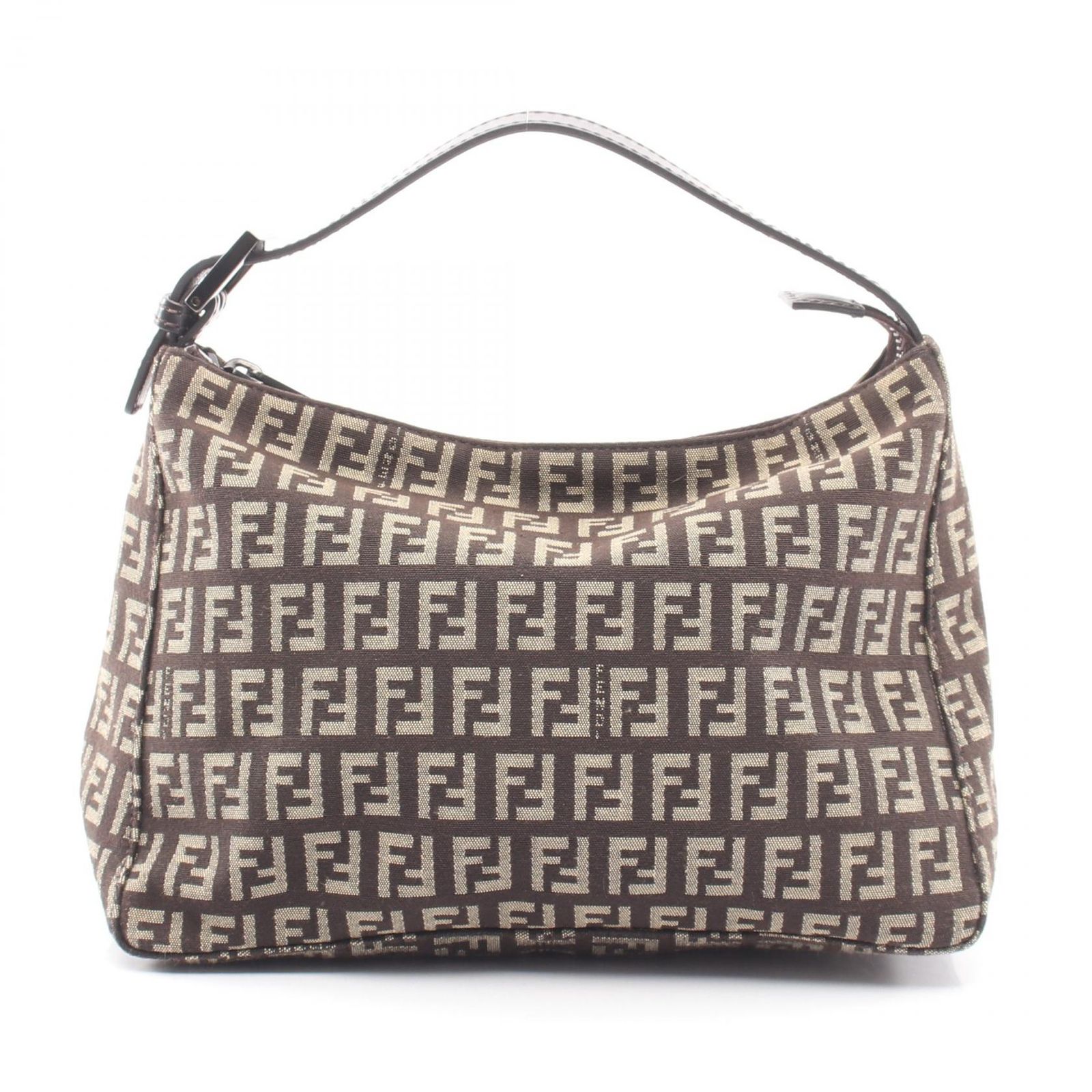 フェンディ FENDI ハンドバッグ ズッキーノ ブラウン/ベージュ キャンバス レザー ズッキーノ ハンドバッグ レディース Used A