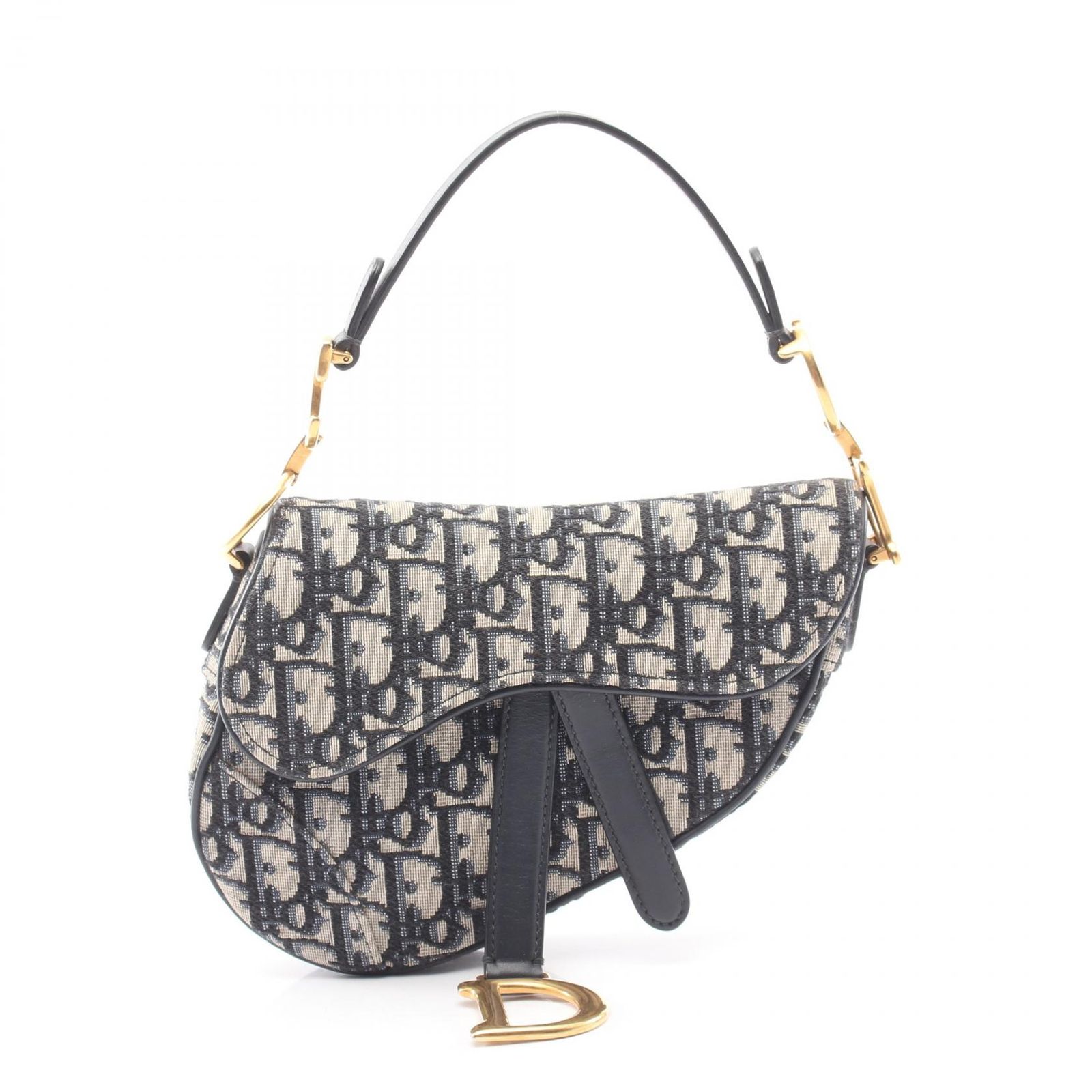 ディオール Dior ハンドバッグ サドルバッグ ミニ オブリークジャカード M0456CTZQ_M928 ネイビー/アイボリー キャンバス レザー オブリーク サドルバッグ ミニ レディース