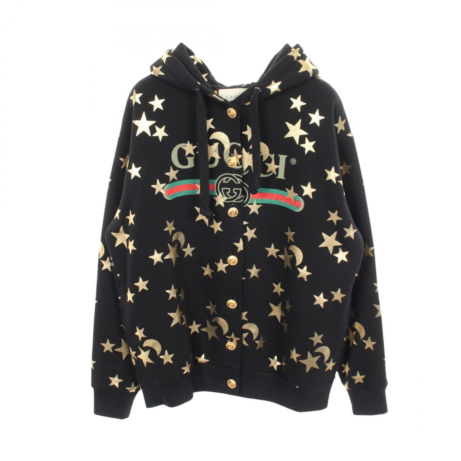 グッチ GUCCI パーカー スター アンド ムーン ロゴ シェリーライン 581186 コットン パーカー レディース Used A