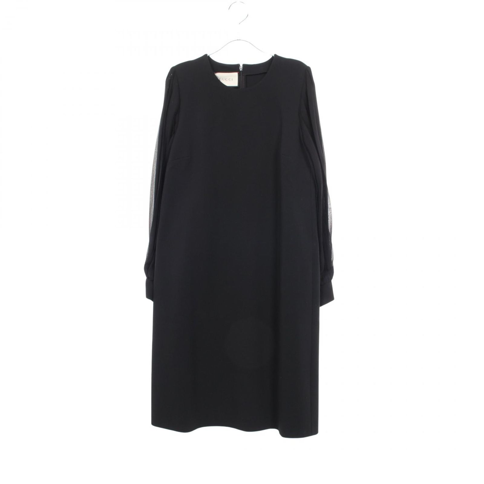 グッチ GUCCI ワンピース PLEATED SLEEVES BLACK DRESS 切替 ブラック レーヨン ワンピース レディース Used A