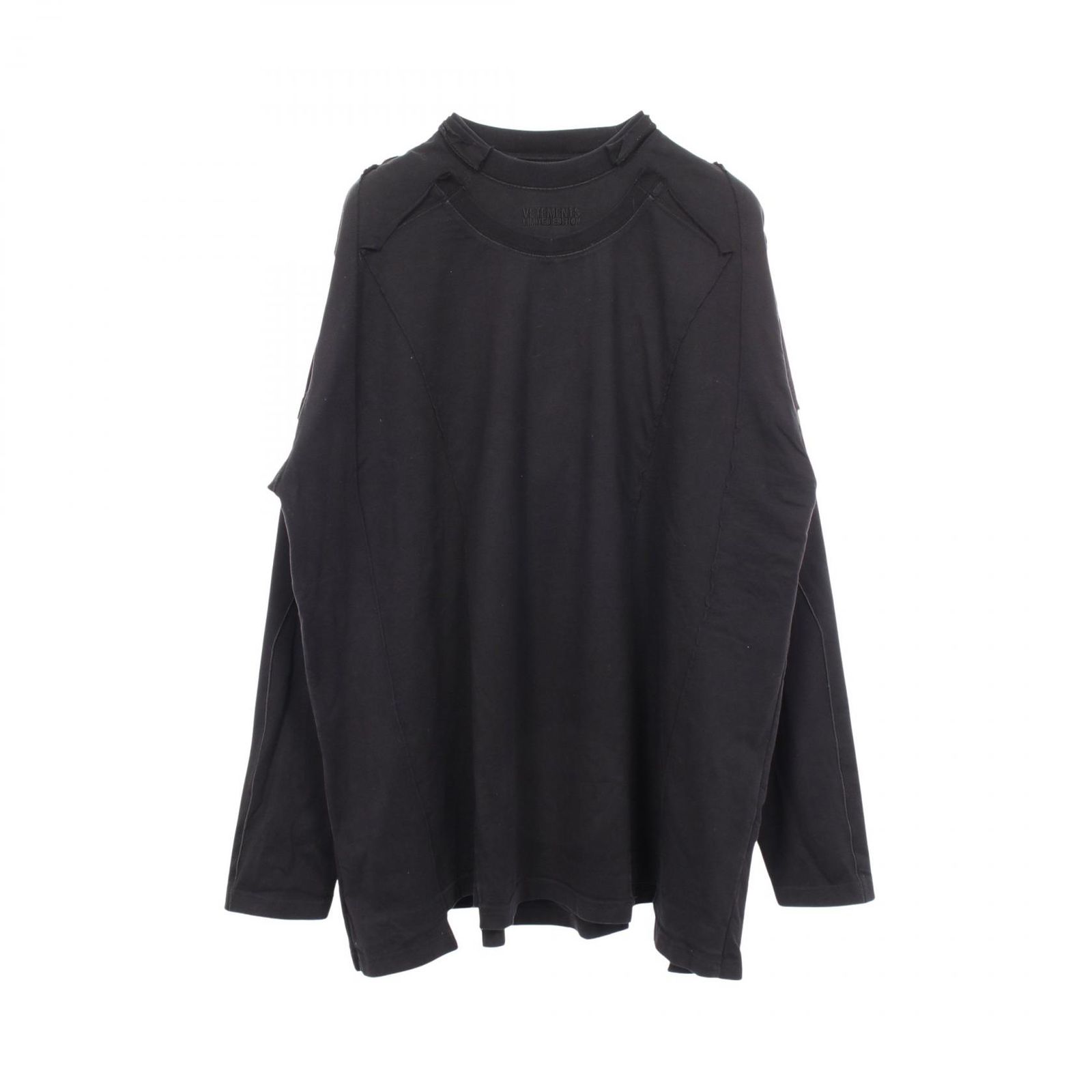 ヴェトモン VETEMENTS 長袖Tシャツ ロゴ刺繍 レイヤードデザイン カットオフ コットン トレーナー ユニセックス Used B