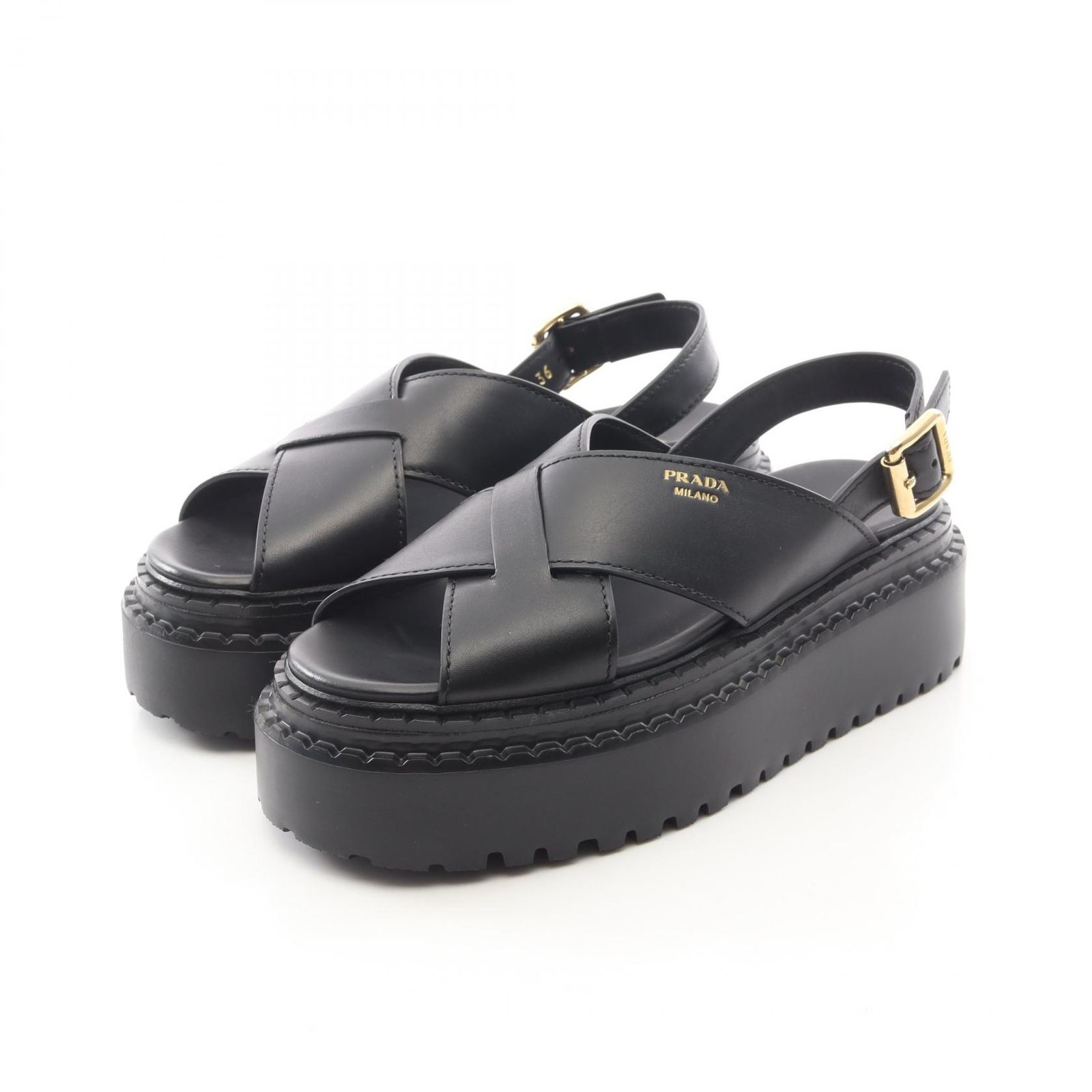 プラダ PRADA サンダル クリスクロス 1X925N レザー サンダル レディース 未使用