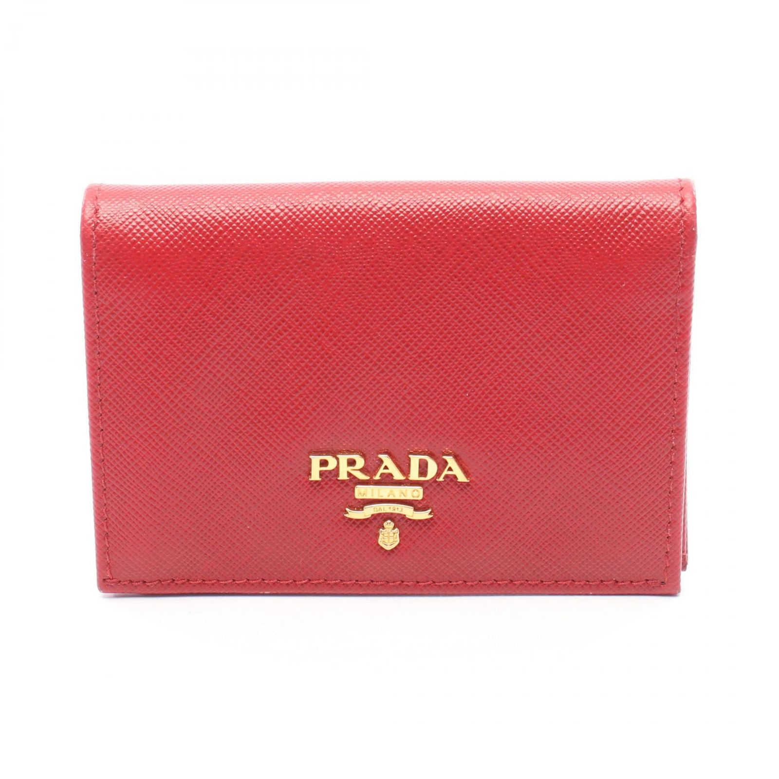 プラダ PRADA 二つ折り財布 レッド サフィアーノレザー カードケース レディース Used B 16,132円