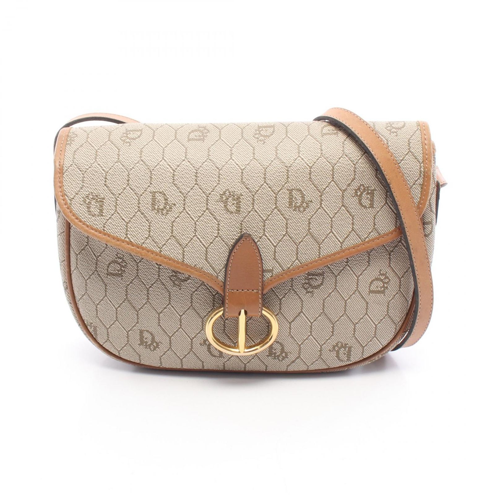 ディオール Dior ショルダーバッグ ハニカム ショルダーバッグ ベージュ PVCコーティングキャンバス レザー ハニカム ショルダーバッグ レディース Used B