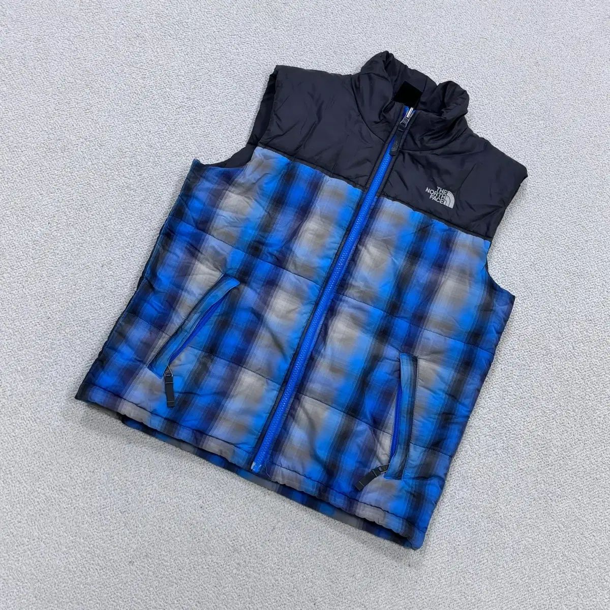 L THE NORTH FACE ザノースフェイス キッズ CHECK パータン ダウン ベスト 0605E2
