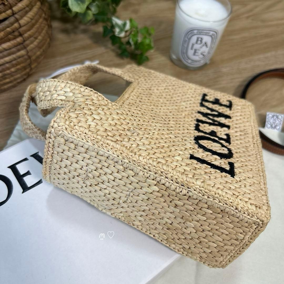 LOEWEロエベ フォントトートミニ ラフィア カゴバッグ斜めがけ