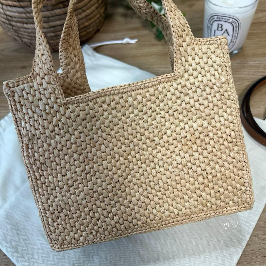 LOEWEロエベ フォントトートミニ ラフィア カゴバッグ斜めがけ
