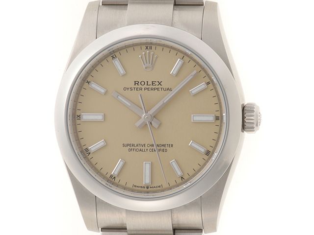 ROLEX ロレックス ウォッチ オイスター パーペチュアル34 時計 124200 腕時計 ステンレススチール ベージュ ランダム番　2025年 自動巻き ベージュ文字盤 レディース【中古】432