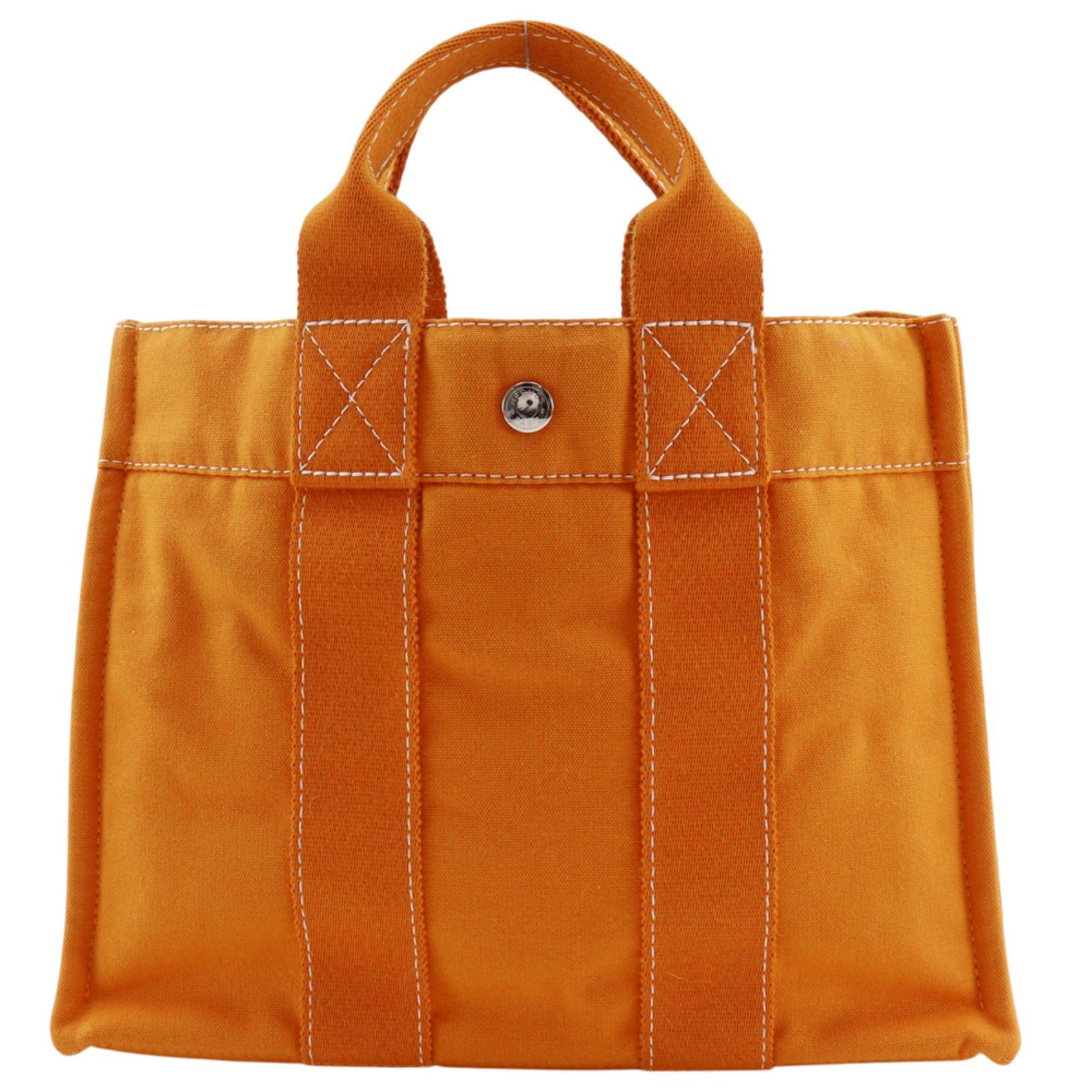 【HERMES】エルメス ドーヴィルPM フレンチフェスティバル・オブ・ハワイ限定 コットンキャンバス オレンジ ユニセックス ハンドバッグ