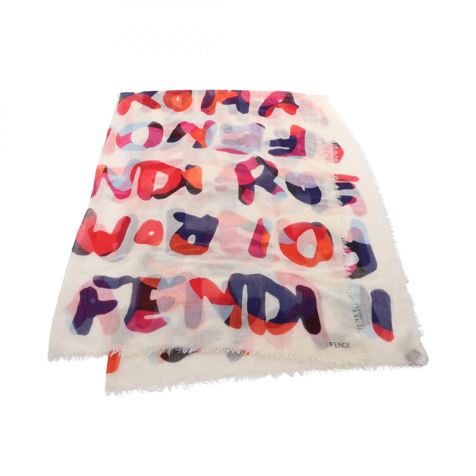 FENDI 大判ストール フェンディ FENDI ストール ロゴ総柄 シルク 大判ストール レディース