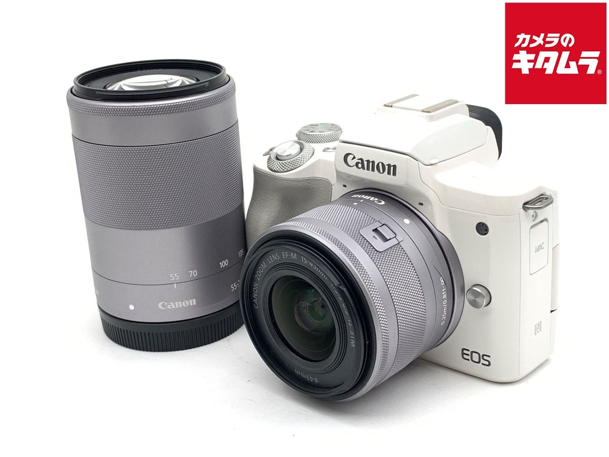 【中古】 【並品】 キヤノン EOS Kiss M ダブルズームキット ホワイト