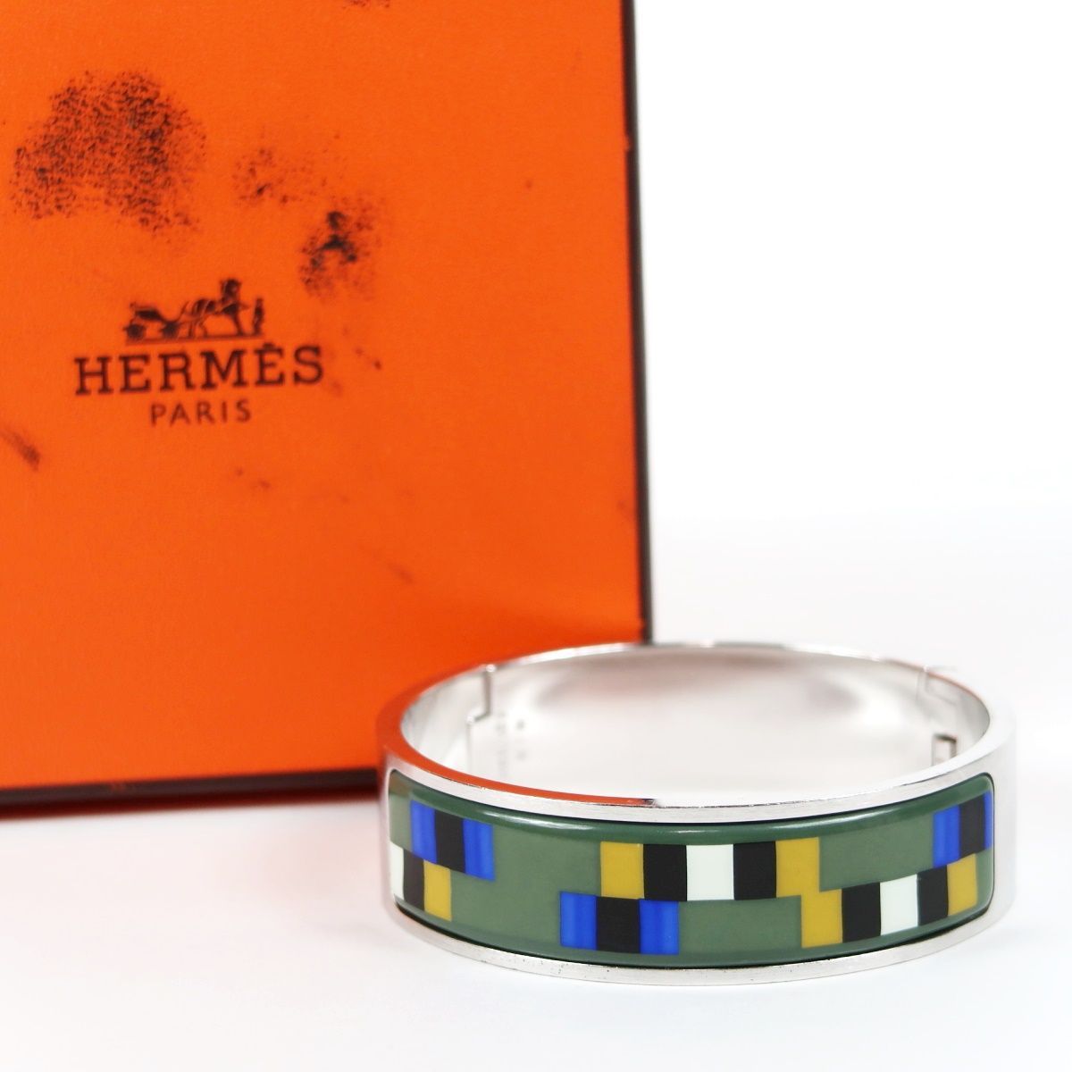 【超美品】HERMES エルメス モザイク バングル ブレスレット ブランドアクセサリー 小物 雑貨【TM77】