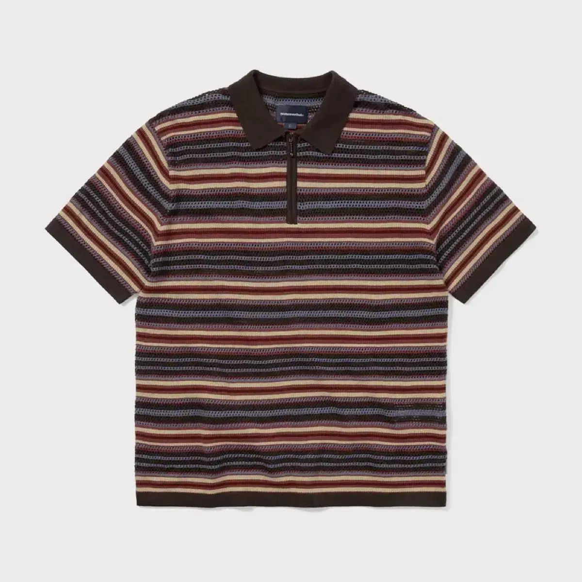 ディスイズネバーザット stripe s/s knit POLO red