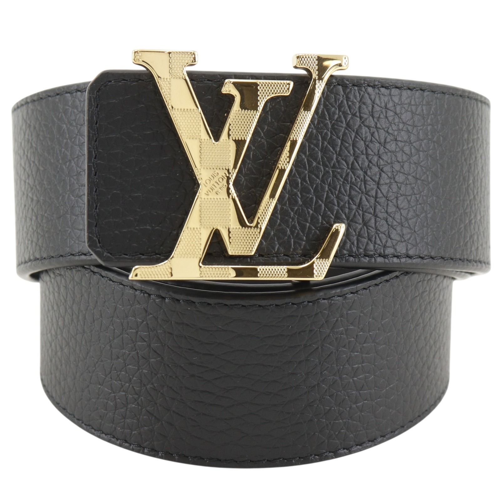 【LOUIS VUITTON】ルイ・ヴィトン ベルトLVダミエ 40MM リバーシブル M0333 レザー×金メッキ 黒/グレー JJ2282 メンズ ベルト