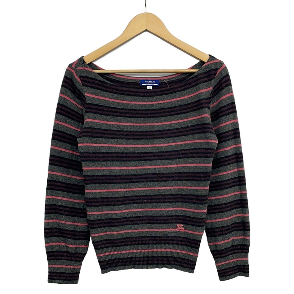 Burberry Blue Label(バーバリーブルーレーベル) 長袖セーター サイズ38 M レディース - グレー×ピンク×マルチ ボーダー