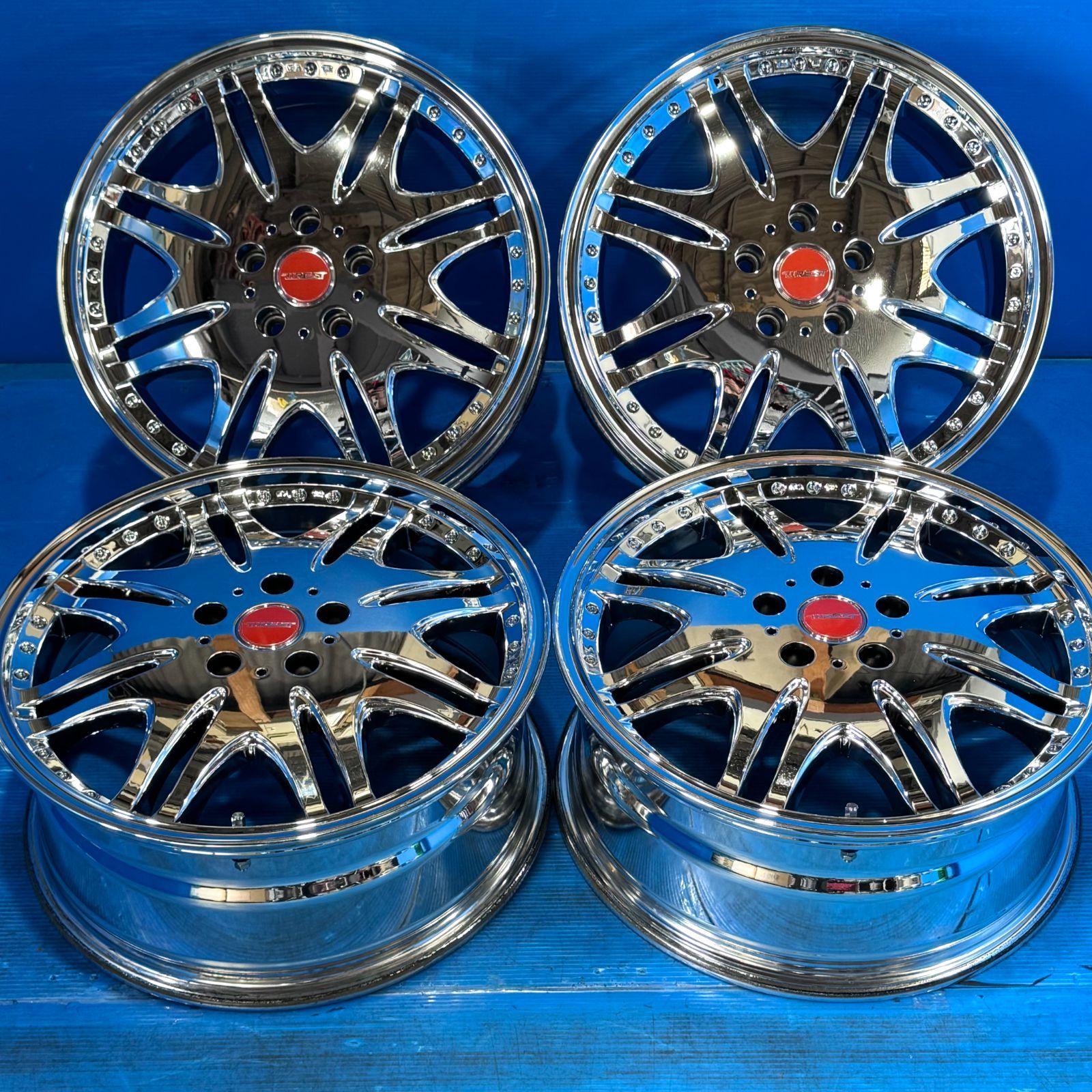 当時物美品 MLJ ヴァレスト 18インチ 4本 7.5J+48 5H 114.3 クロームメッキ WREST ノア ヴォクシー セレナ オデッセイ エスティマ