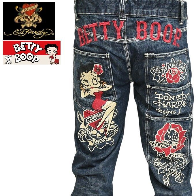 Ed Hardy エドハーディー ベティブープ BED-2604 デニムパンツ ジーンズ ベティちゃん メンズ