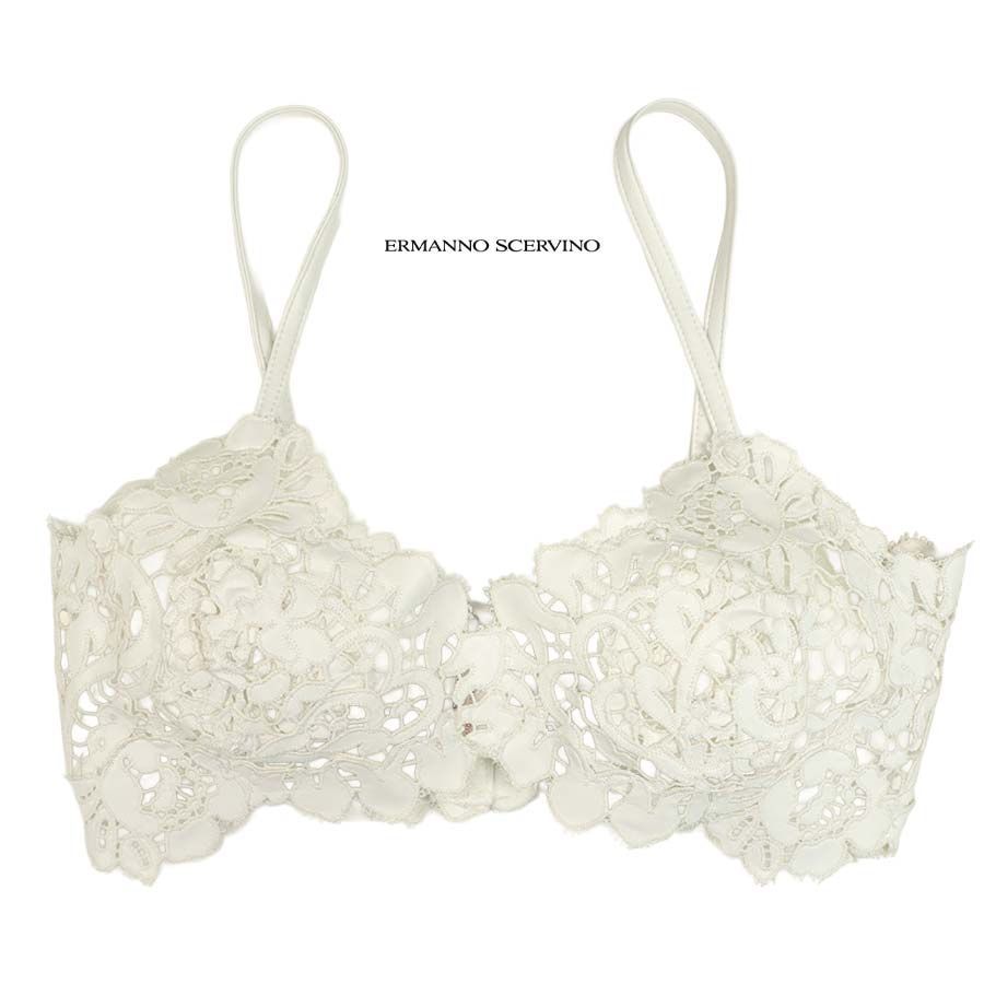 【定価￥255,000の90％OFF】ERMANNO SCERVINO【エルマンノ シェルヴィーノ】【春夏物】エコレザークラフトレース仕上げキャミトップス・ビスチェ/ホワイト【サイズ38】【イタリア製】