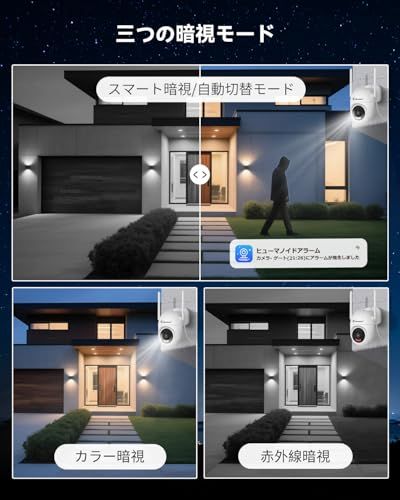 【新品】防犯カメラ 屋外 防水 800万画素対応 モニター付き AI人体検知 カラー暗視 投光威嚇 360°広角撮影 上下左右回転可能 家庭用 無線 監視カメラ HDD内蔵 24時間録画機能付き 2台セット 双方向音声通話 室内カメラ スマホ 3dadd416