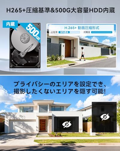 【新品】防犯カメラ 屋外 防水 800万画素対応 モニター付き AI人体検知 カラー暗視 投光威嚇 360°広角撮影 上下左右回転可能 家庭用 無線 監視カメラ HDD内蔵 24時間録画機能付き 2台セット 双方向音声通話 室内カメラ スマホ 3dadd416
