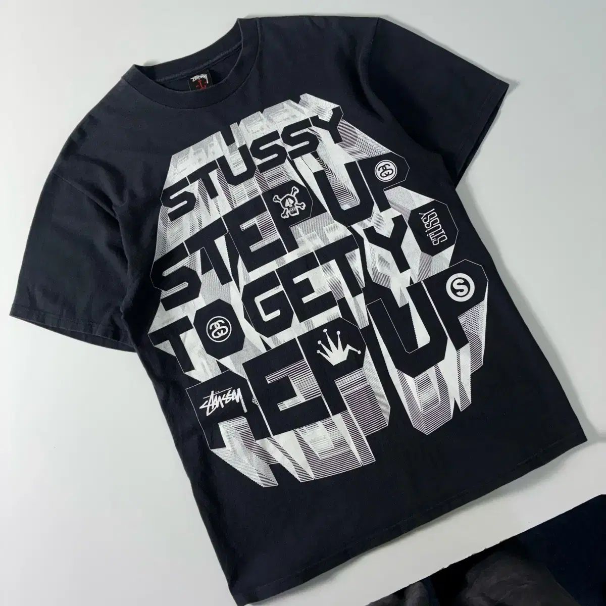 STUSSY ステューシー 00s Y2K 3D グラフィック ブラック 半袖 Tシャツ