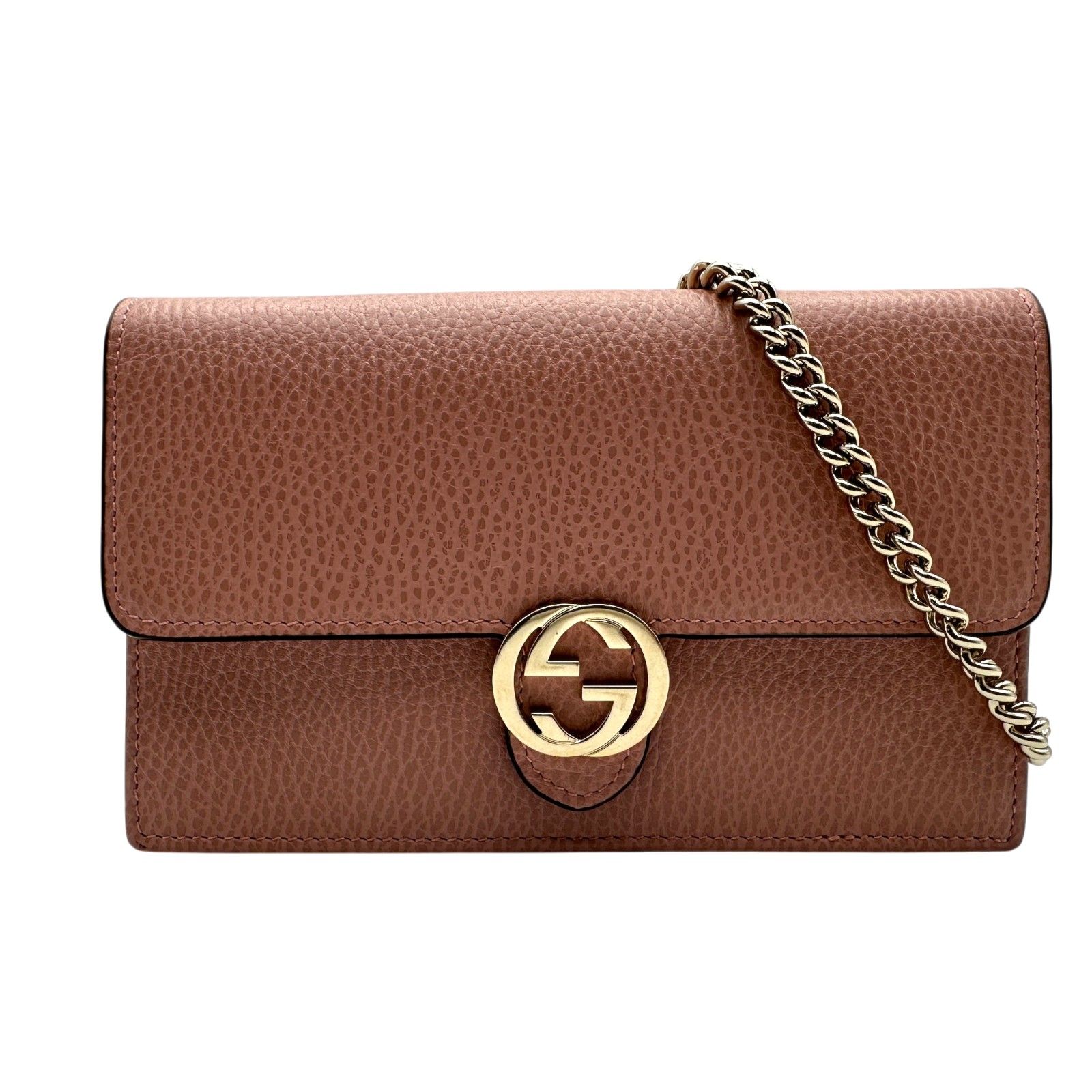 グッチ GUCCI インターロッキングGチェーンウォレット 510314 ピンク レザー レディース ショルダーバッグ