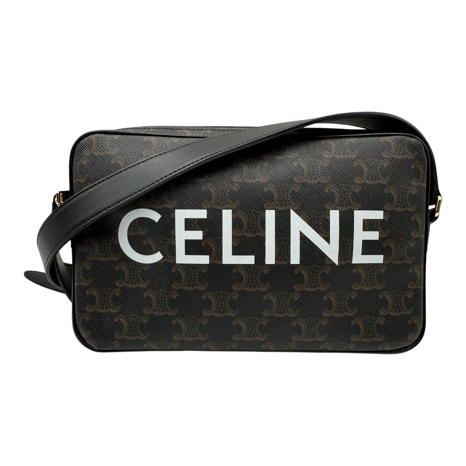 セリーヌ CELINE ミディアム メッセンジャーバッグ 194502 ブラック トリオンフキャンバス/レザー レディース メッセンジャーバッグ