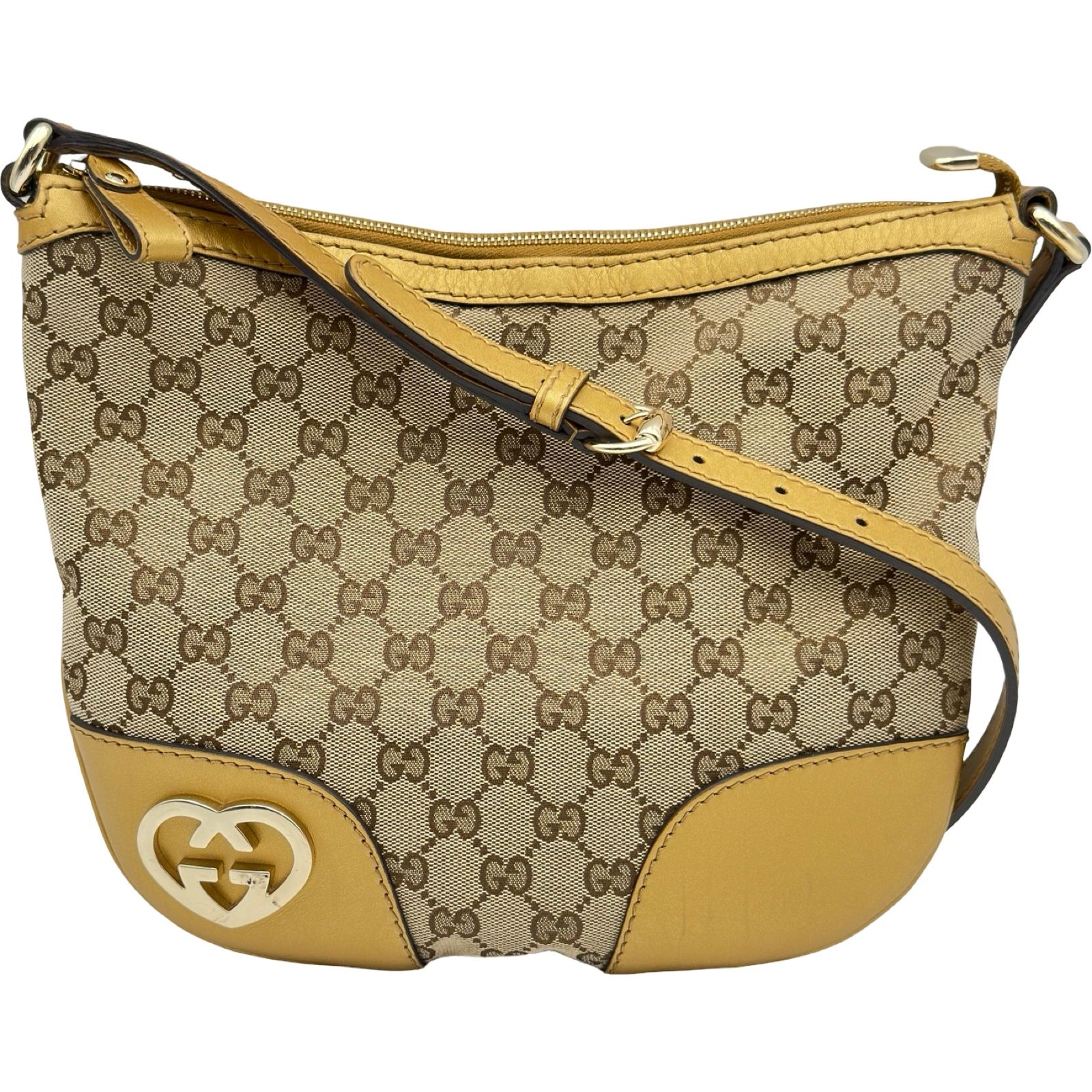 グッチ GUCCI GGキャンバス ラブリーハートショルダーバッグ 257072 ブロンズ レディース