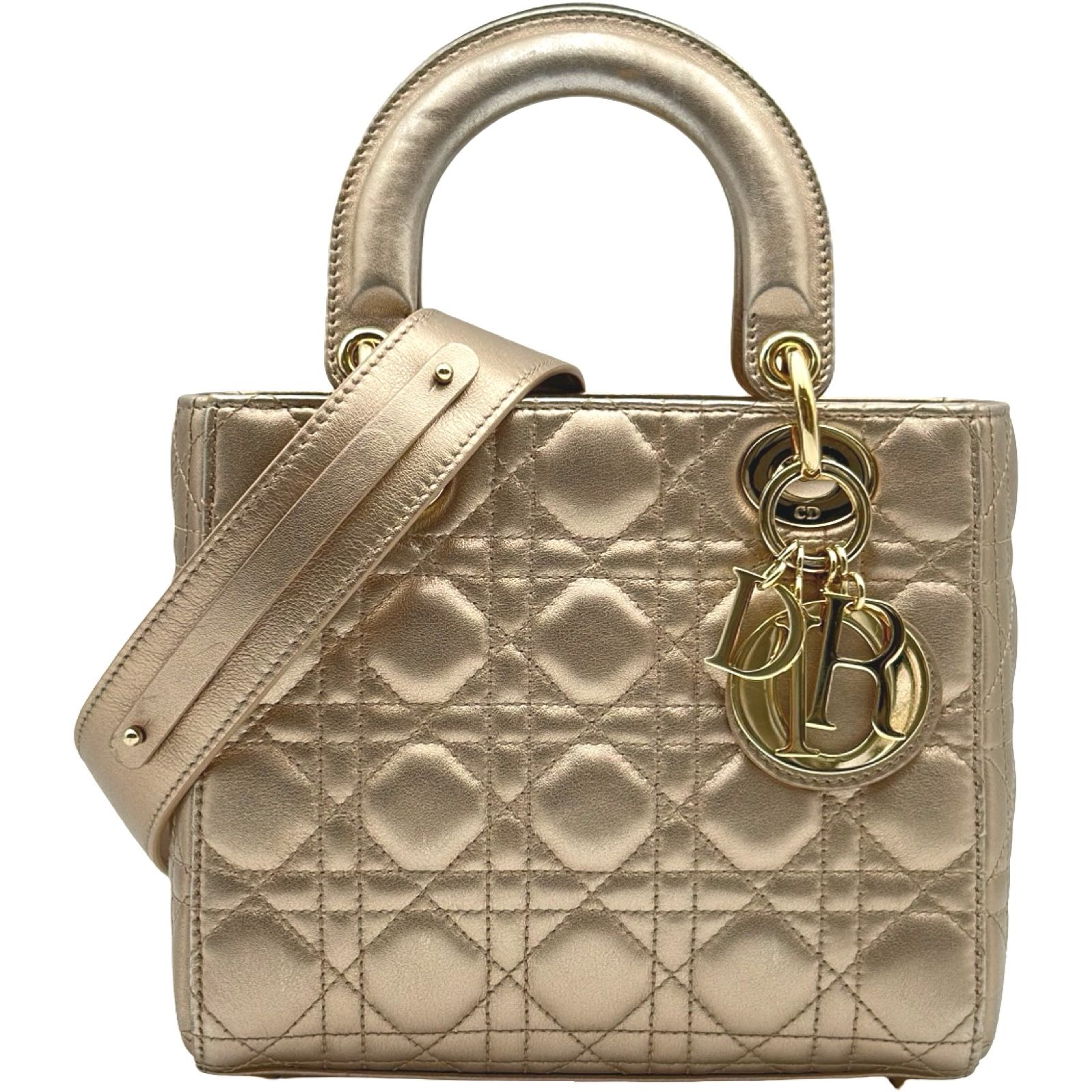 クリスチャン・ディオール Christian Dior レディディオール スモール M0538ONGE ブロンズ ゴールド金具 カナージュラム レディース ハンドバッグ